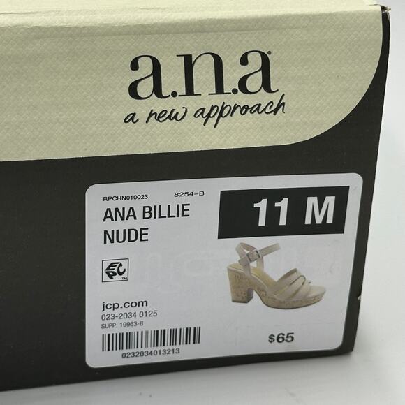 NWT A.N.A. Billie Nude Platform Block Heeled Sandals Buckle Strap Womens Size 11 - Picture 12 of 12